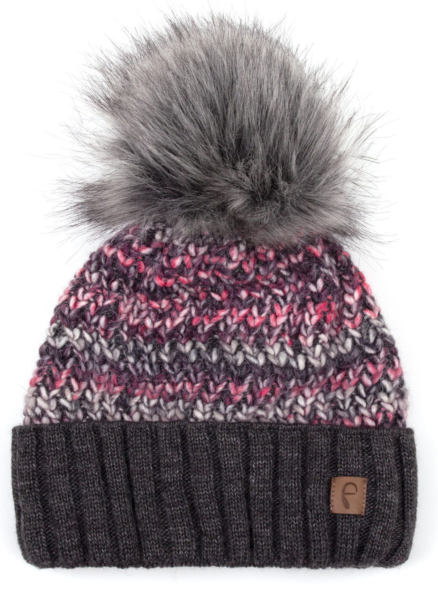 Faera Bommelmütze Wintermütze Damen Winter Mütze Beanie Haube gefüttert Strickmütze