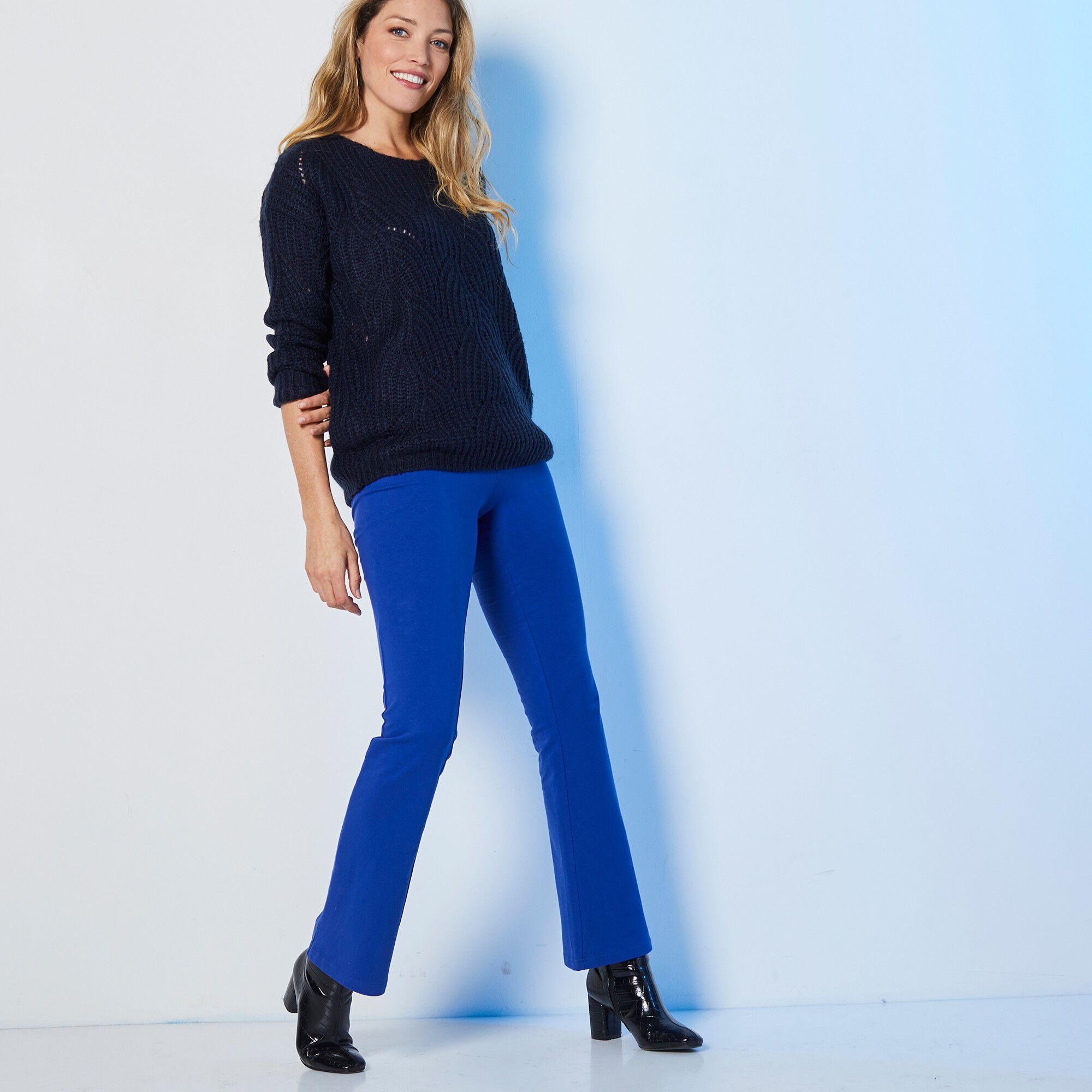 Legging bootcut uni, taille élastiquée