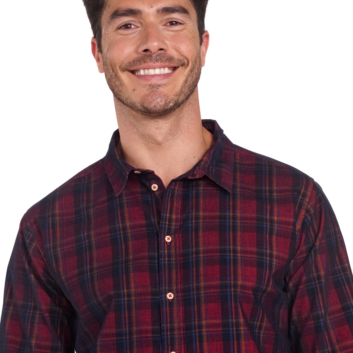Herren Weihnachtshemd aus Cord dunkelrot / dunkelblau