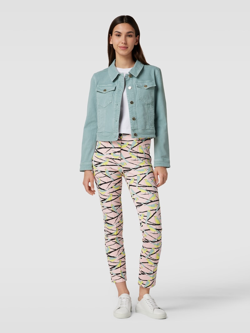 Cropped Jeansjacke mit Knopfleiste in petrol