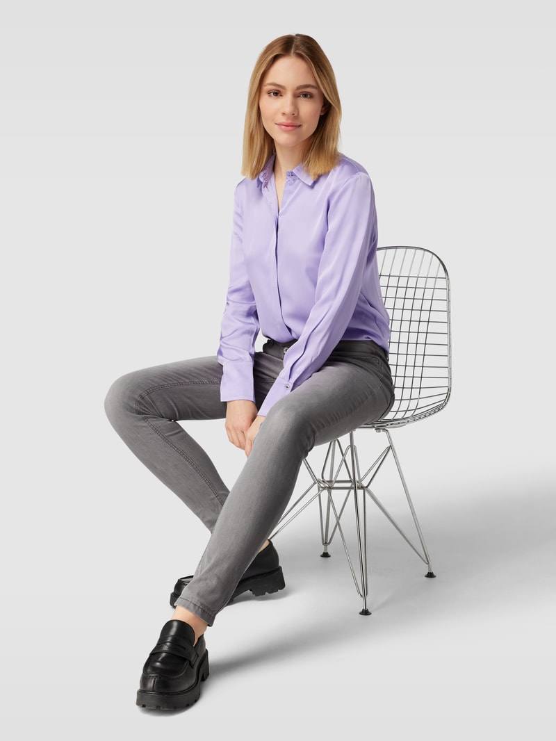 Skinny Fit Jeans mit Knopfleiste Modell 'Malibu' in hellgrau