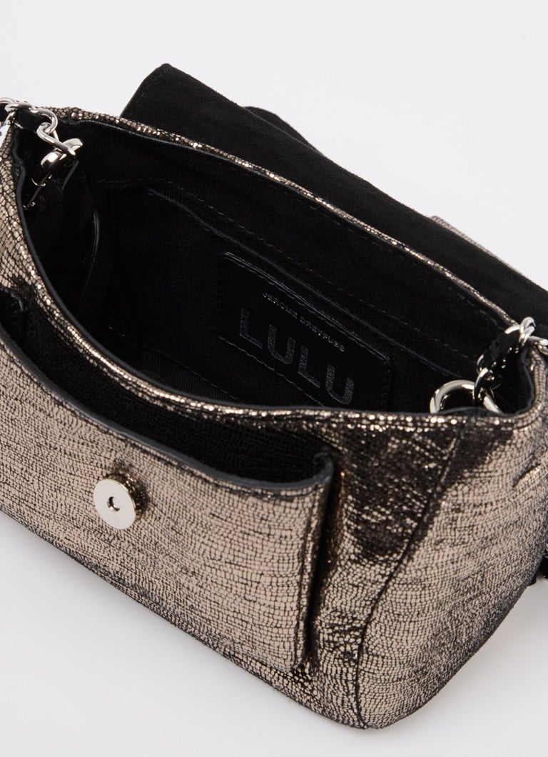 Sac bandoulière Jérôme Dreyfuss Lulu S en cuir de chèvre avec finition métallisée