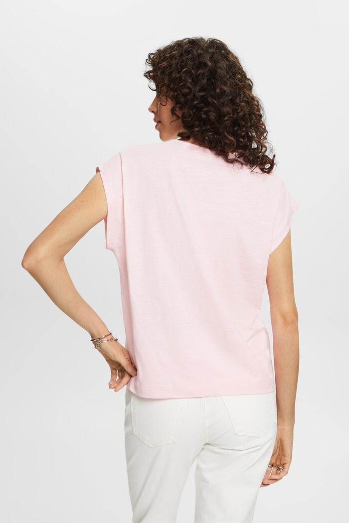 V-Neck Shirt mit Kontrastnähten, 100 % Baumwolle