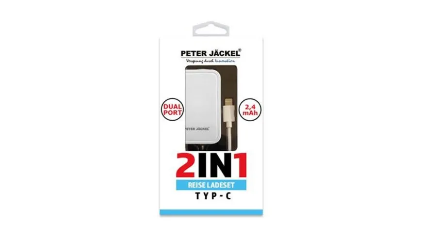 PETER JÄCKEL USB Travel Charger Set 2in1 Dual Port 2.4A Typ-C White