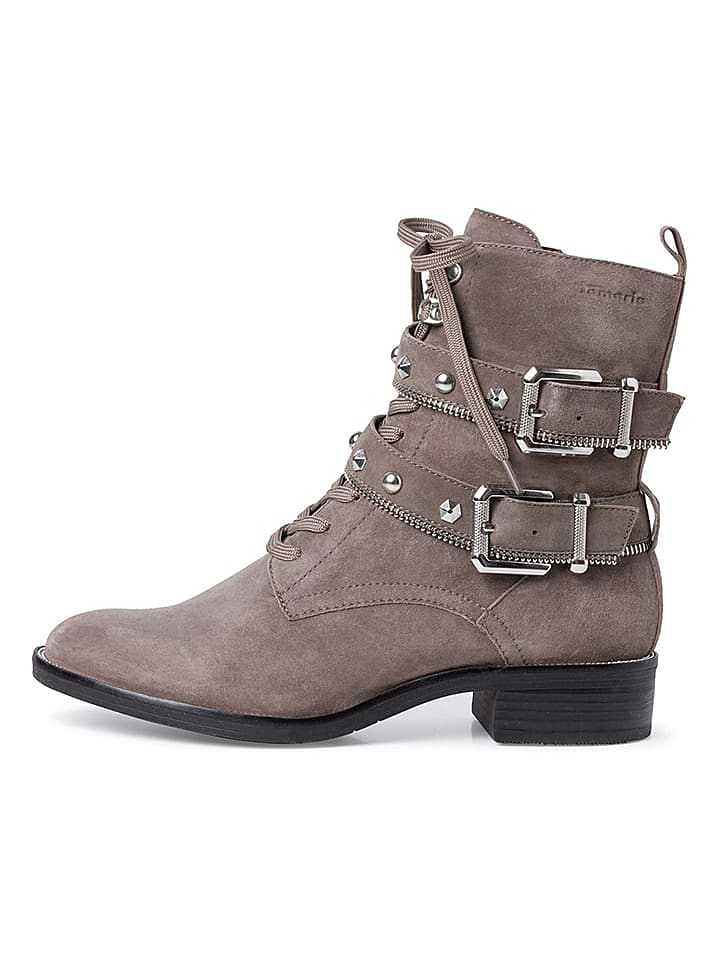 Tamaris Leder-Stiefeletten in Grau günstig kaufen 36