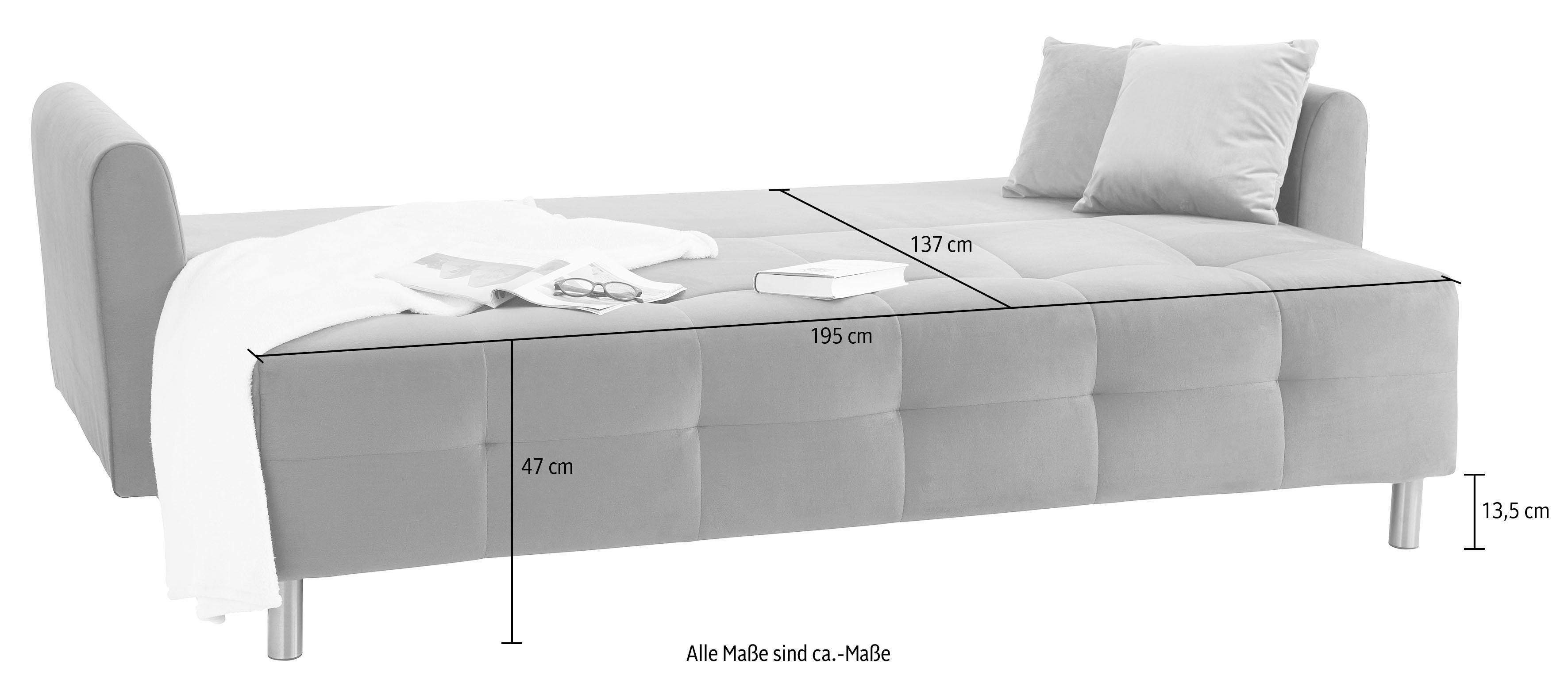 INOSIGN Schlafsofa Nordic, mit Federkern und Metallbeinen, Steppung im Sitzbereich