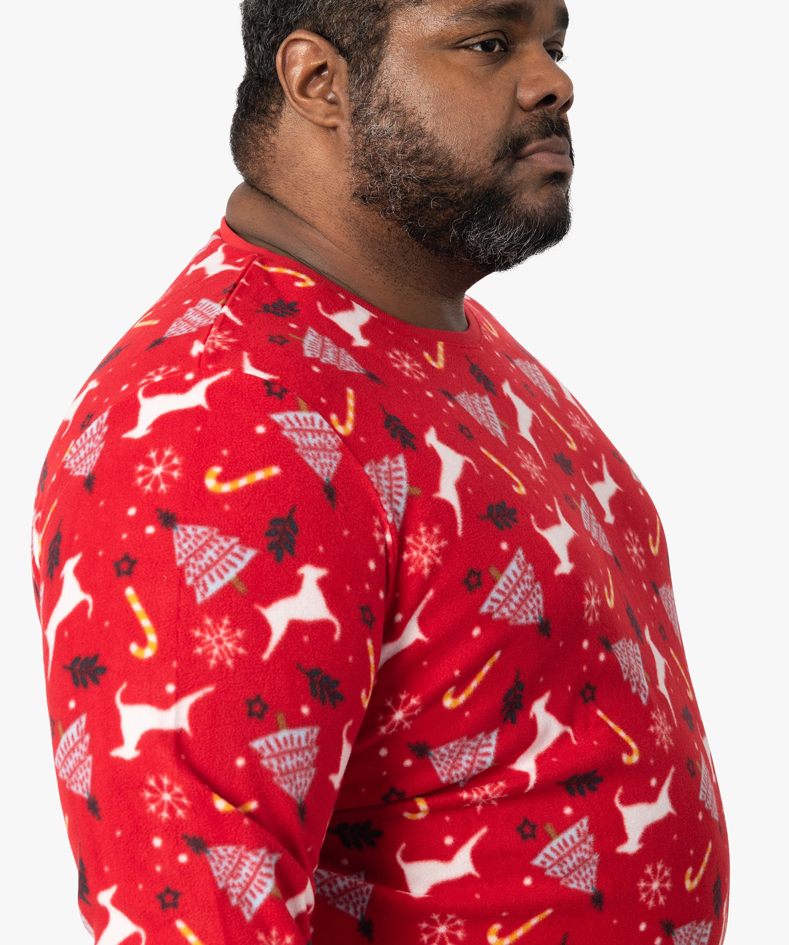 Pyjama homme grande taille en polaire motif Nol rouge | GEMO