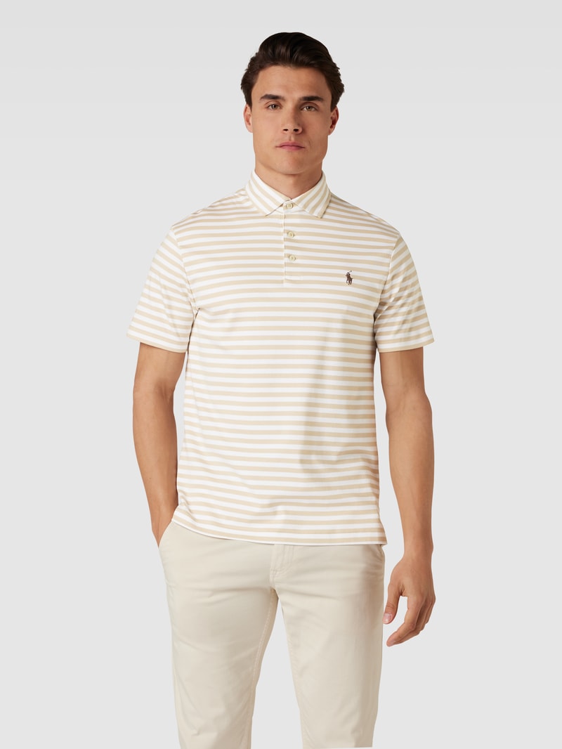 Poloshirt mit Logo-Stitching in beige
