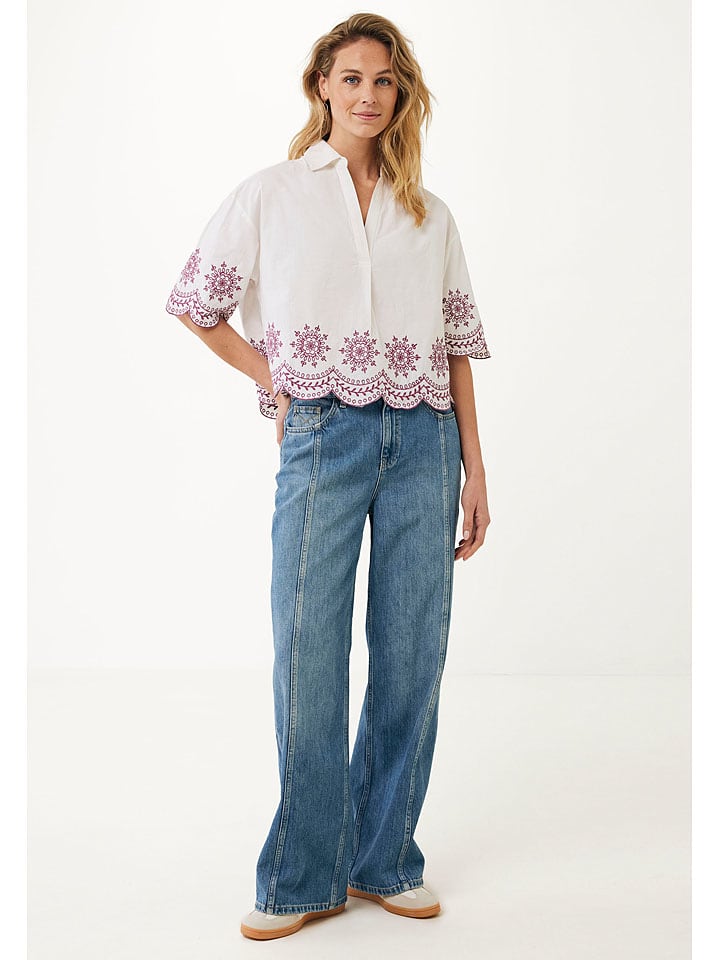 Mexx Bluse in Weiß/ Lila günstig kaufen