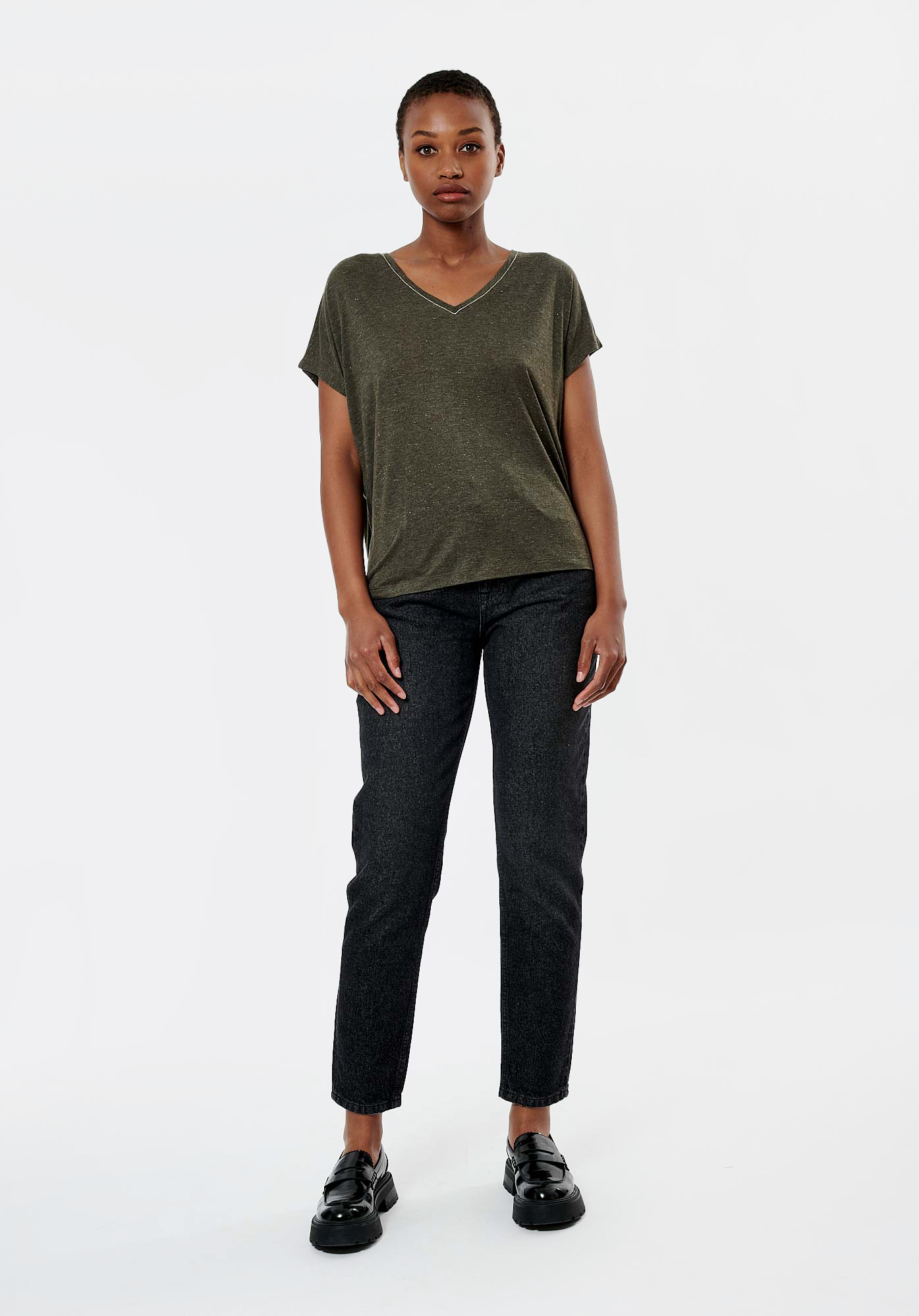 LADY   T-shirt kaki femme