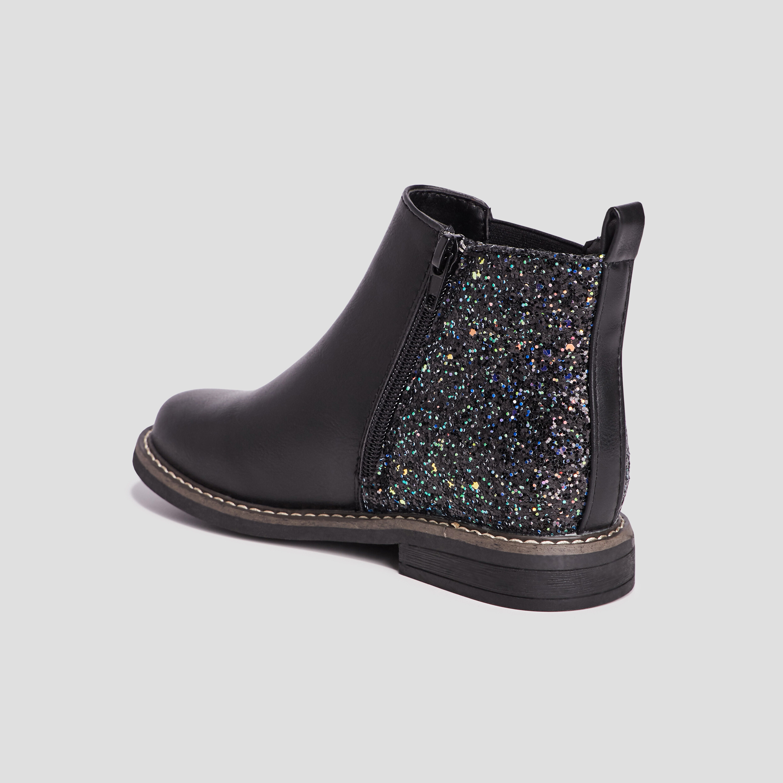 Bottines chelsea zippées à paillettes noir fille | La Halle