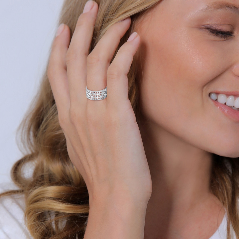 Elli Elli Bague Femmes Bande Fleur de Vie Ludique en Argent Sterling 925 Bague