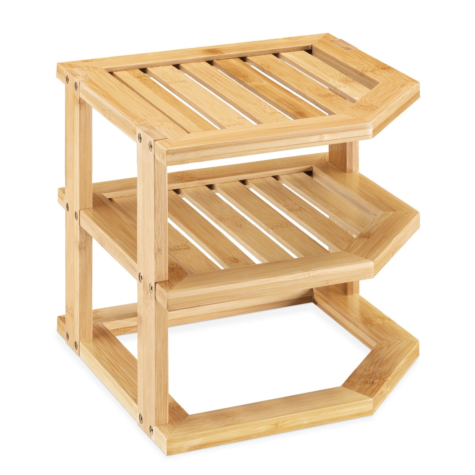 Navaris Eckregal Eckregal aus Bambus - 3 Ebenen - Regal für Küche/Bad - Natur