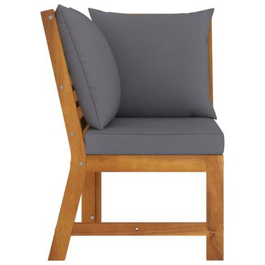 vidaXL Loungesofa 3-tlg. Garten-Lounge-Set mit Dunkelgrauem Kissen Akazienholz, 1 Teile