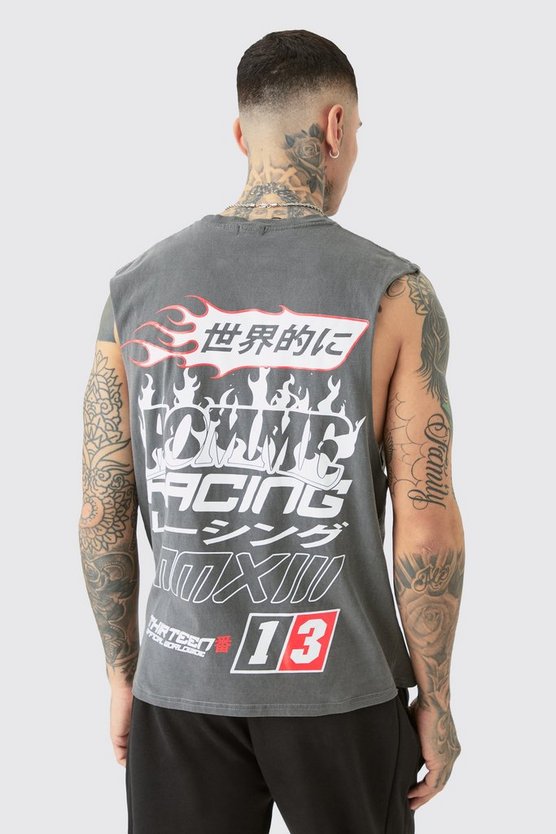 Tall graues Homme Racer-Tanktop