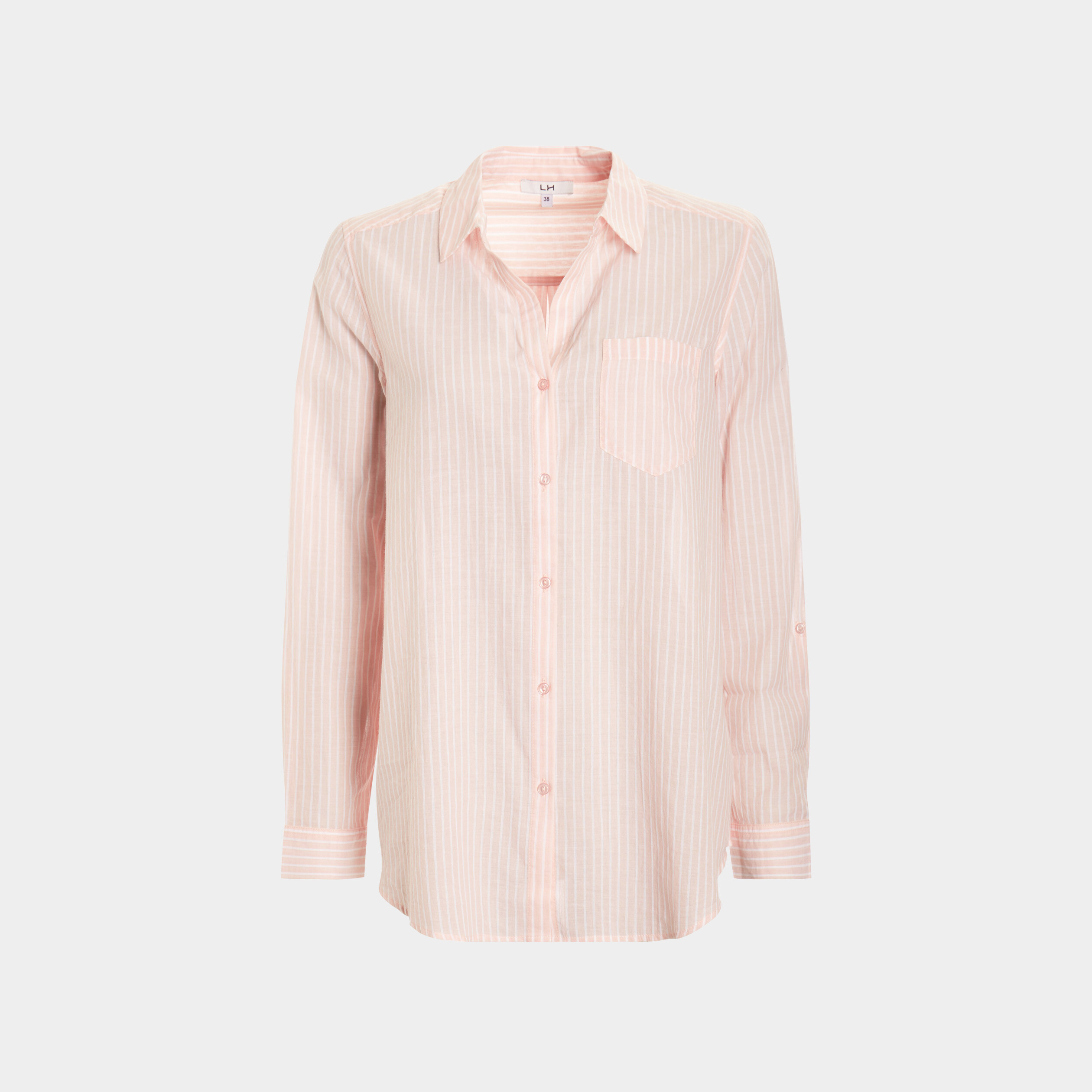 Chemise manches retroussables rose clair femme | La Halle