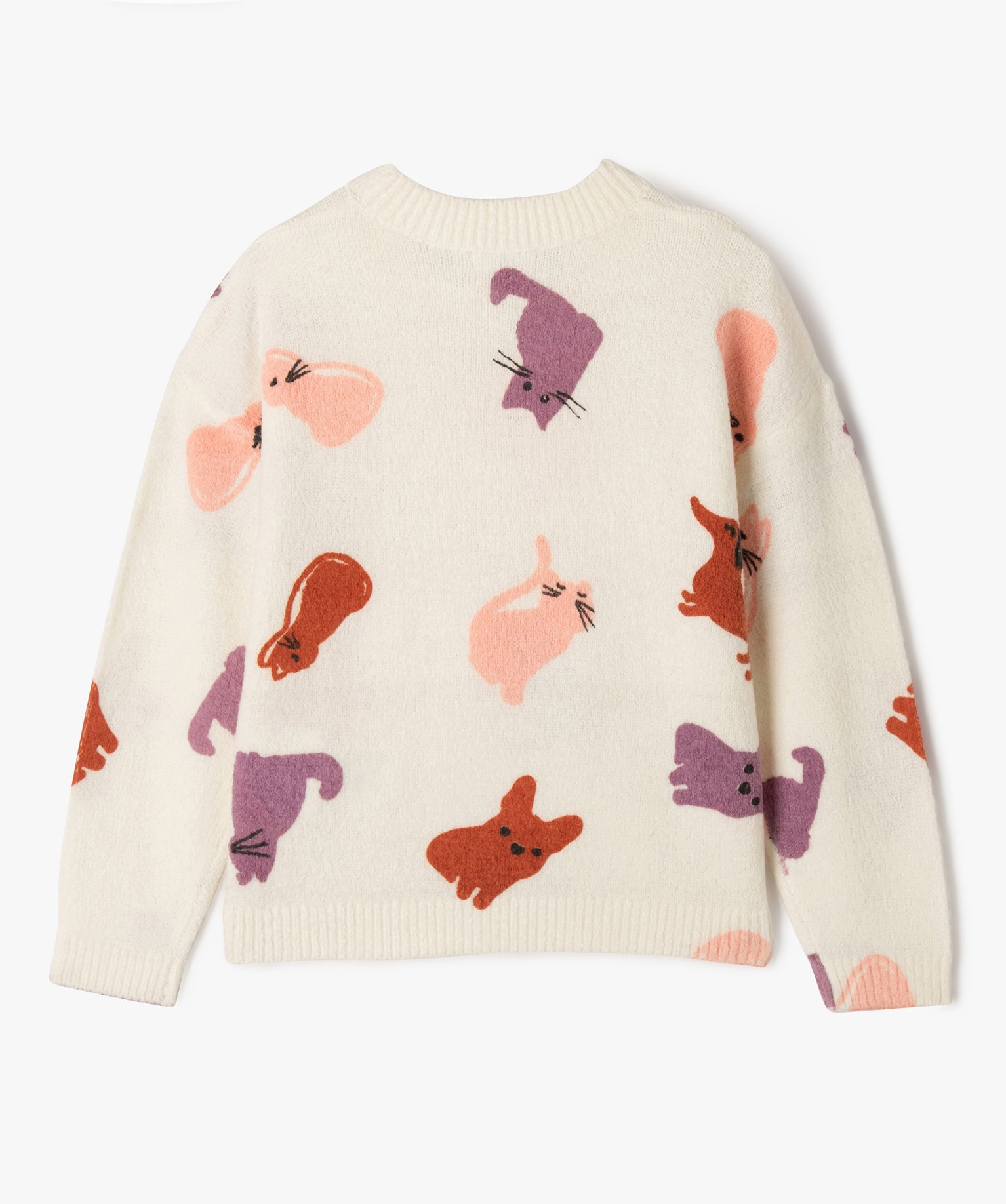 Pull à col rond en maille avec motifs fille multicolore | GEMO
