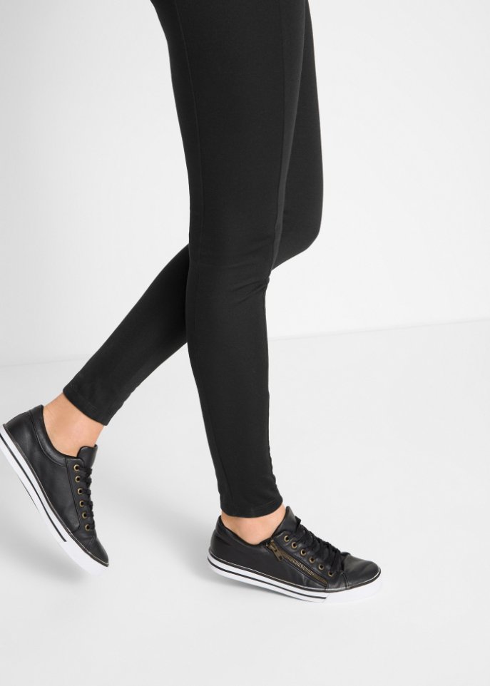 High-Waist-Punto Di Roma-Leggings mit seitlich elastischen Einsätzen