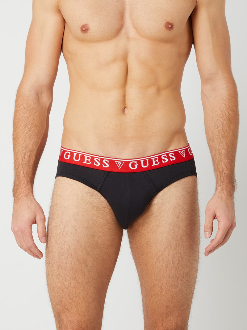 Slip mit elastischem Logo-Bund im 3er-Pack in schwarz