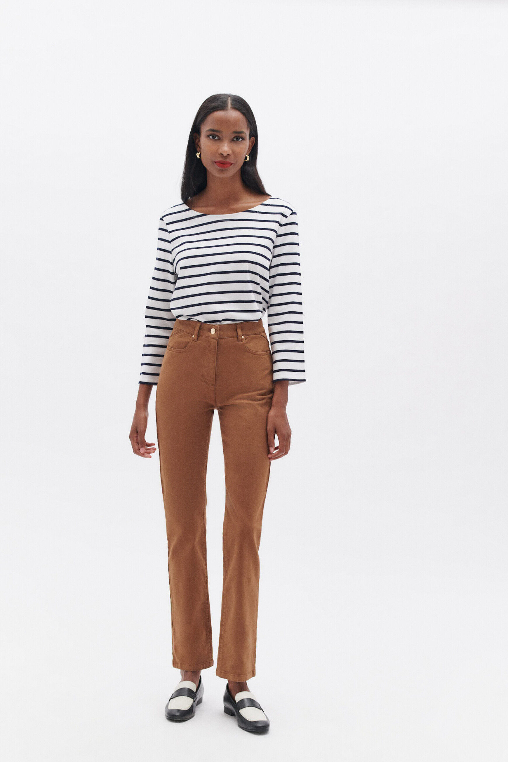 Pantalon pdarwino marron cognac femme