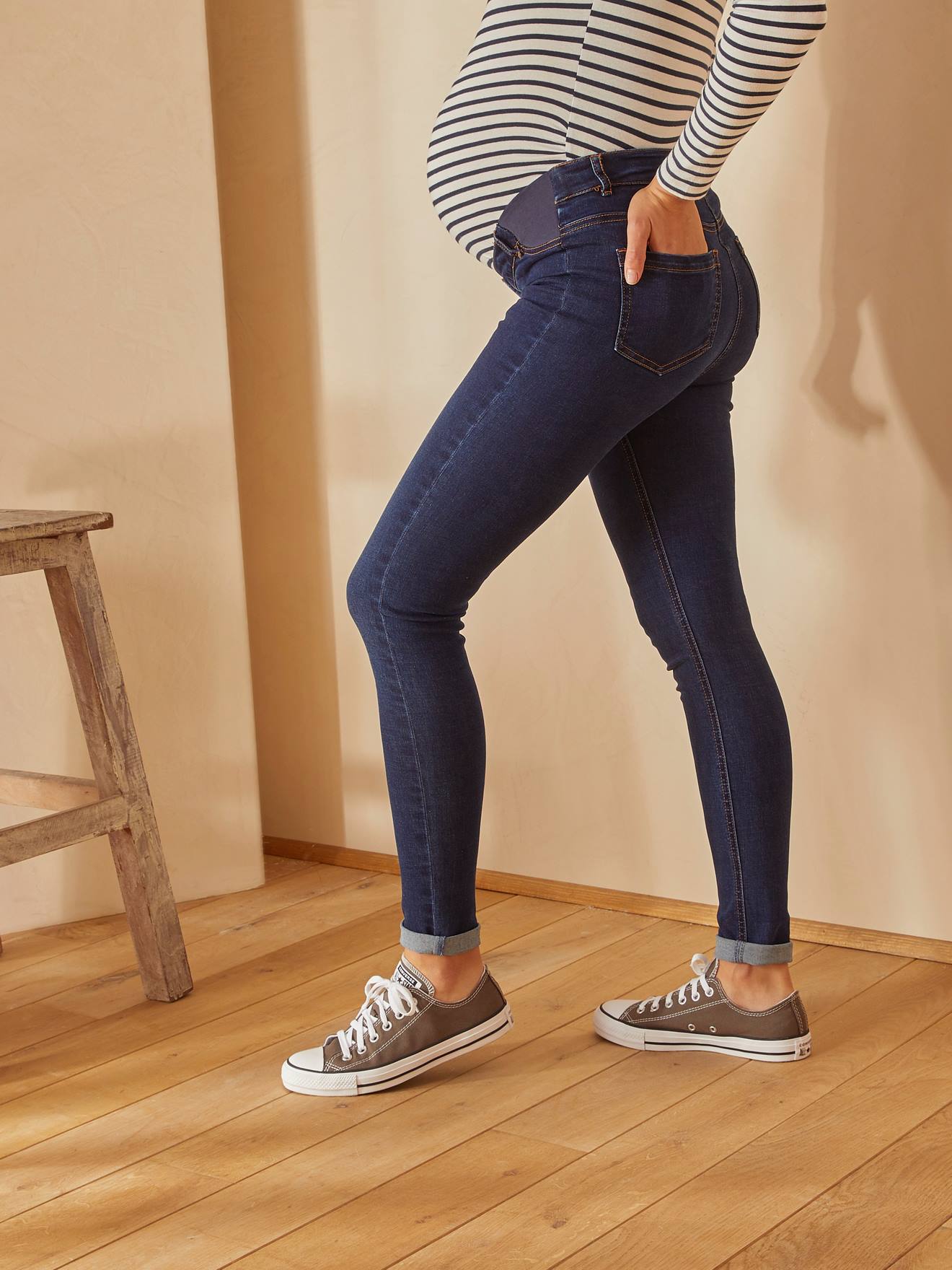 Jean skinny de grossesse bleu