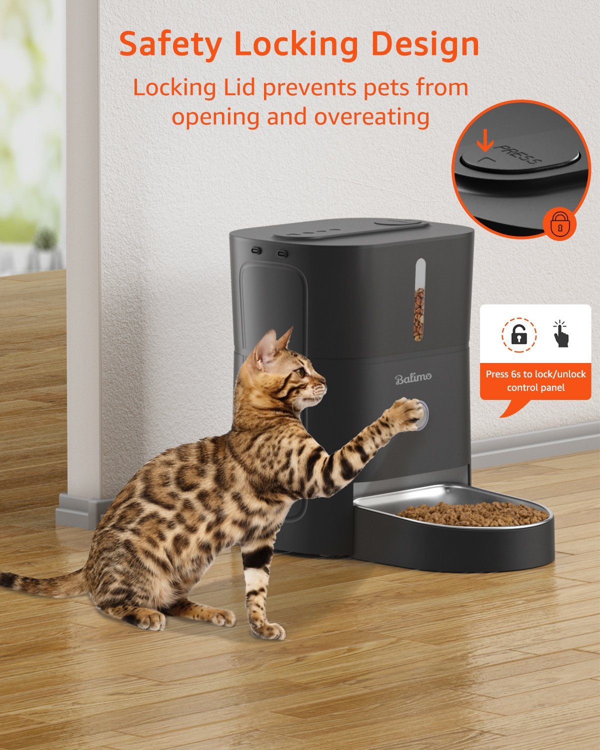 PUPPY KITTY Katzen-Futterautomat 3L Futterautomat Automatischer Katze und Hund - Weiß/Schwarz