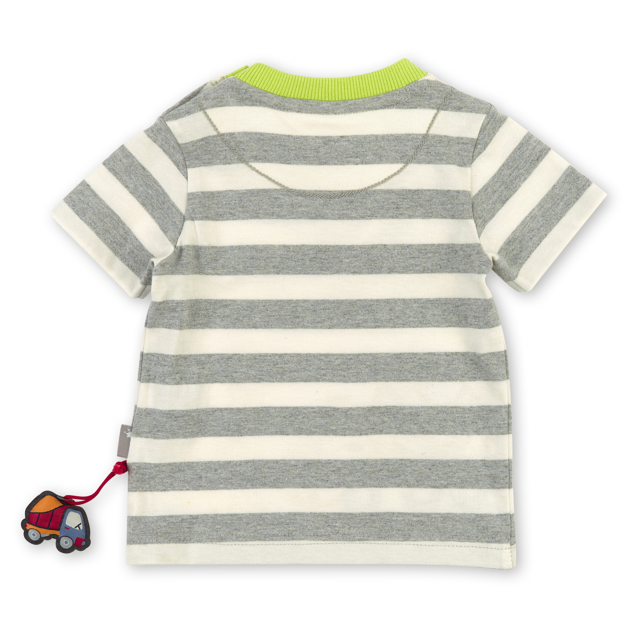Baby T-Shirt grau gestreift mit Betonmischer Motiv
