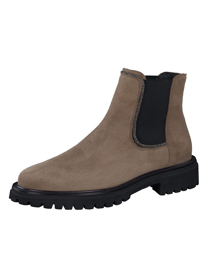 Paul Green Leder-Chelsea-Boots in Braun/ Schwarz günstig kaufen