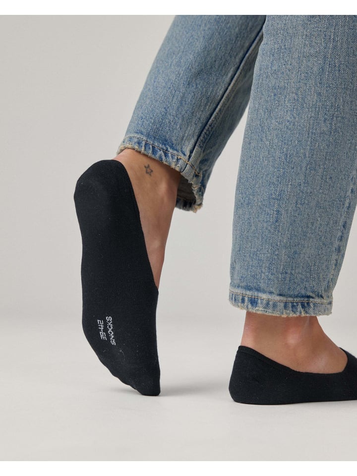 SNOCKS Mid Cut Füßlinge aus Bio-Baumwolle 6 Paar in Schwarz günstig kaufen