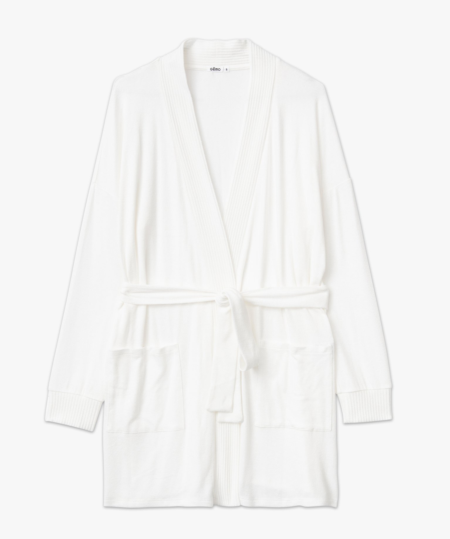 Veste d'intérieur femme en maille duveteuse avec ceinture à nouer