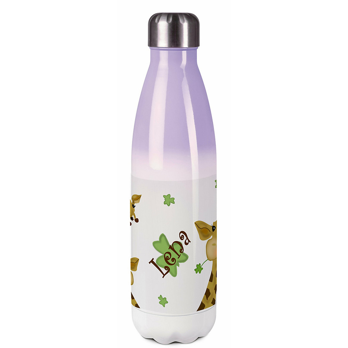 Edelstahl Kinder Thermoflasche / Trinkflasche bunt Giraffe Spülmaschinenfest, Auslaufsicher, Bruchfest, Doppelwandig, Für Heißgetränke geeignet, Mit Deckel, Isoliert