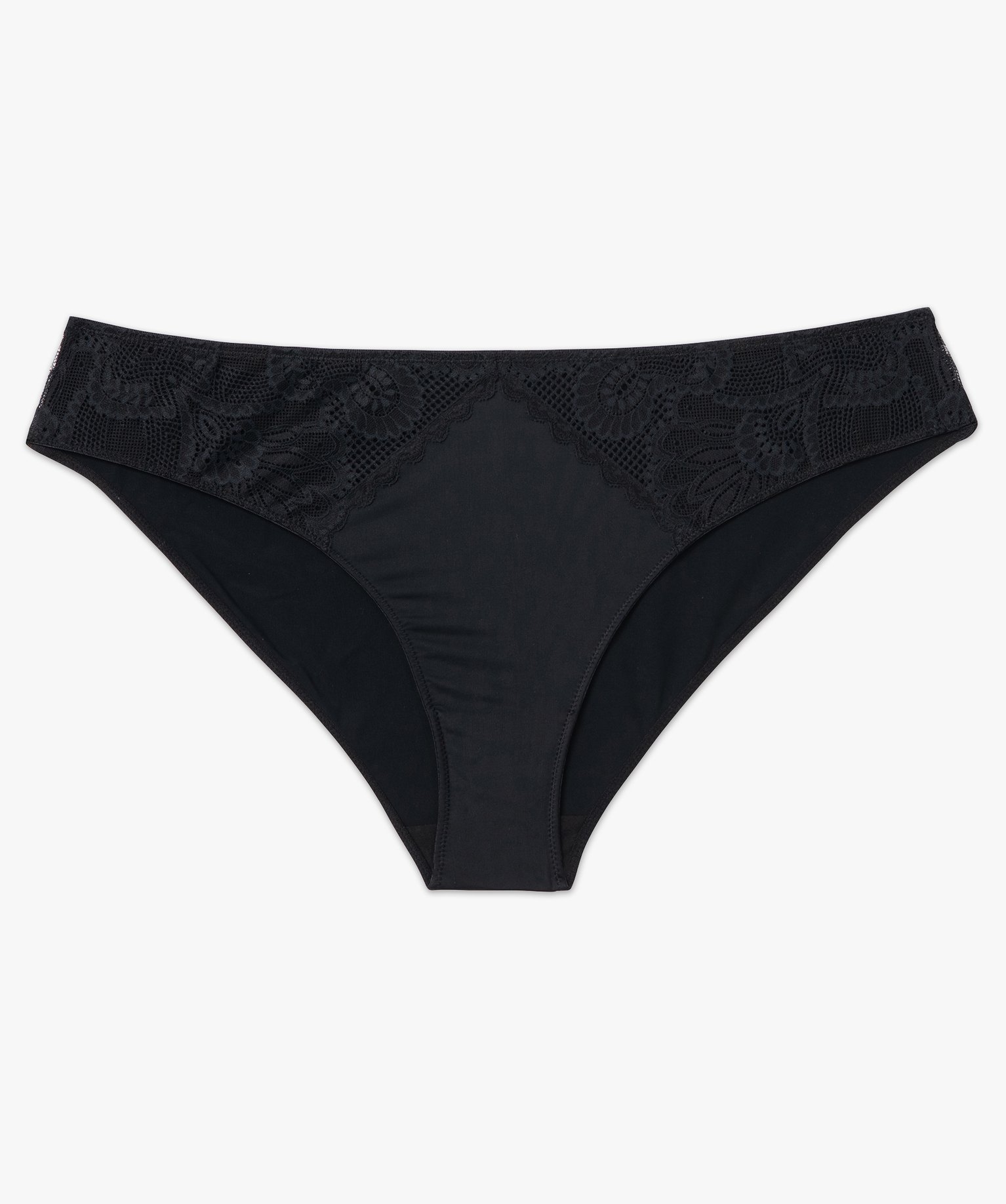 Culotte en microfibre et dentelle femme grande taille noir | GEMO
