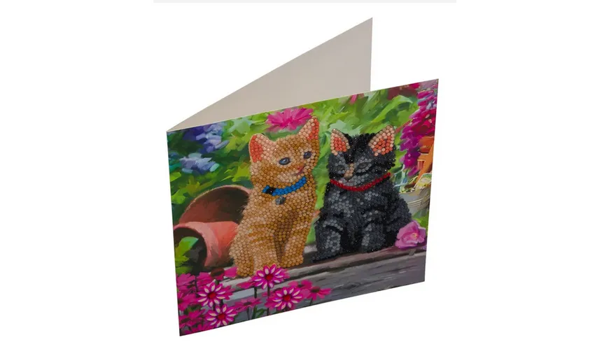 Craft Buddy - Crystal Art Diamond Painting Card Kit Katzen 18 x 18 cm
