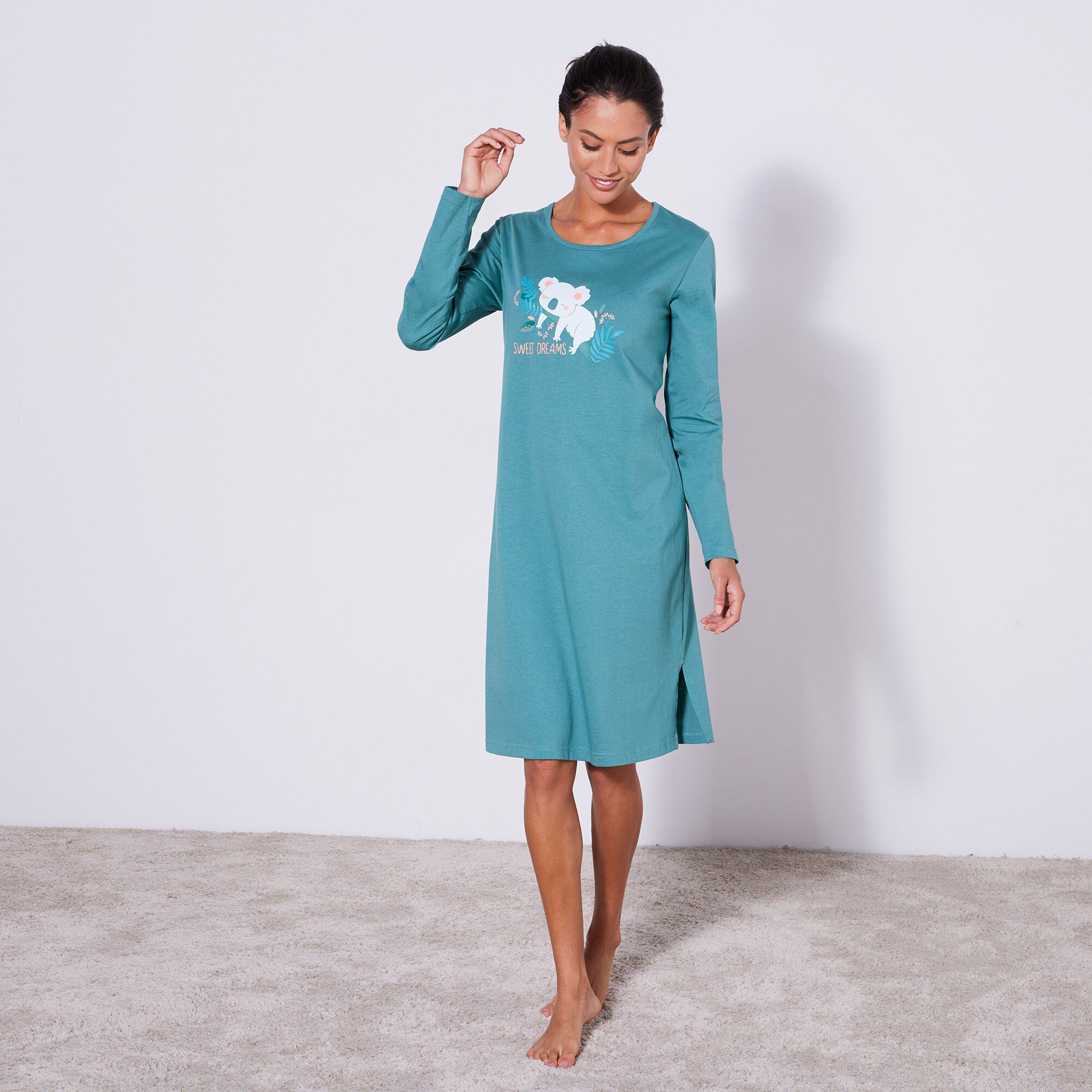 Chemise de nuit courte manches longues imprimé « koala »