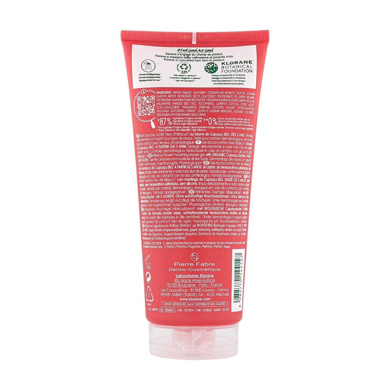 Klorane Gel za prhanje au beurre de Cupuaçu BIO - Fleur d'Hibiscus