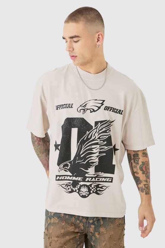 Oversize T-Shirt mit Adler-Print