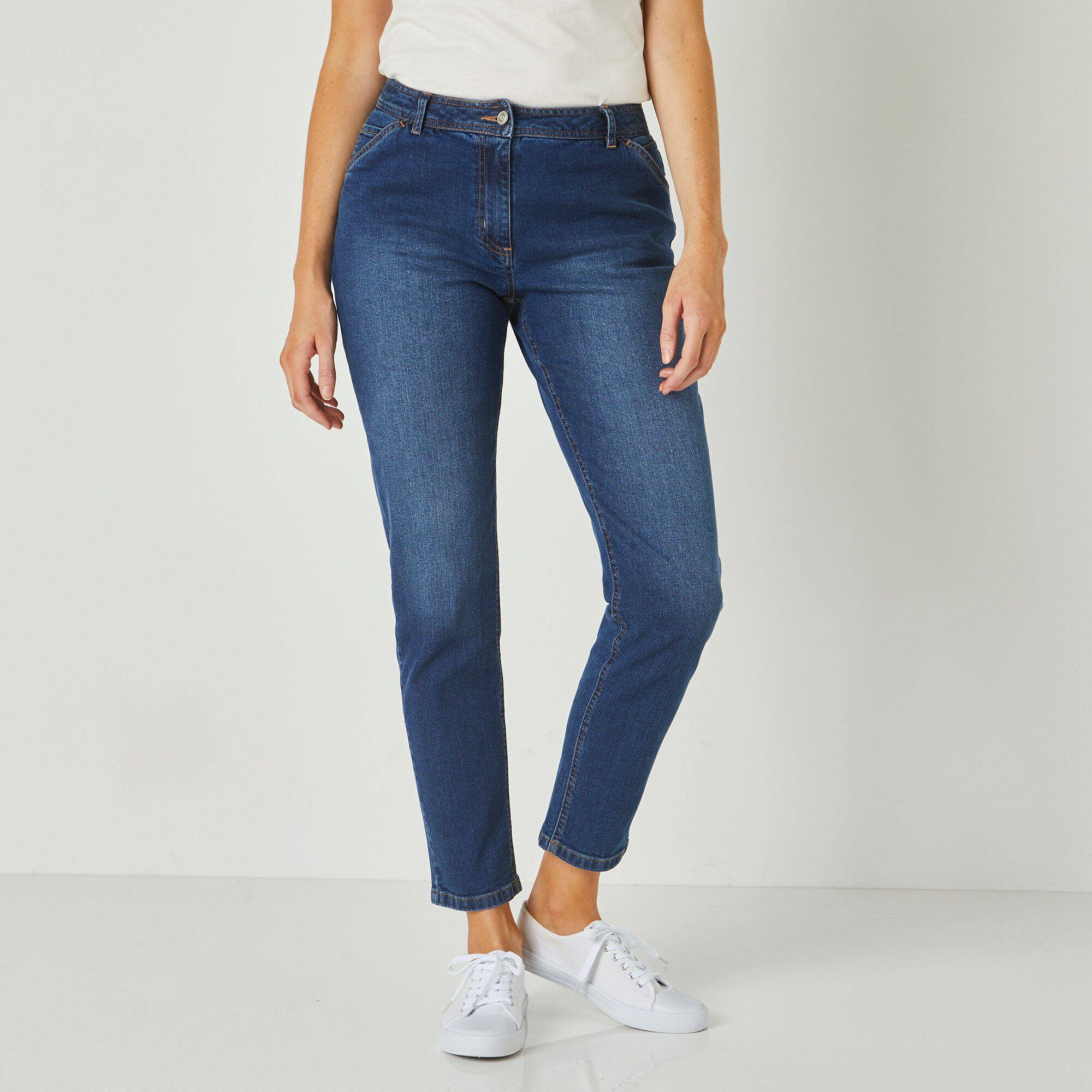 Pantalon mom, denim stretch