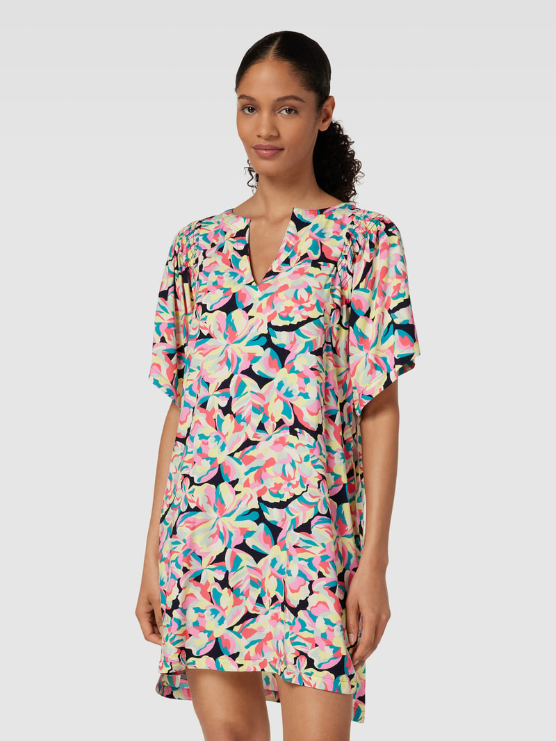 Tunikakleid aus Viskose mit Allover-Print Modell 'CARILO' in marineblau