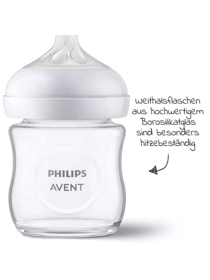 Philips Avent Glas-Flasche 2er Pack Natural Response 120ml   Silikon-Sauger in weiss günstig kaufen onesize