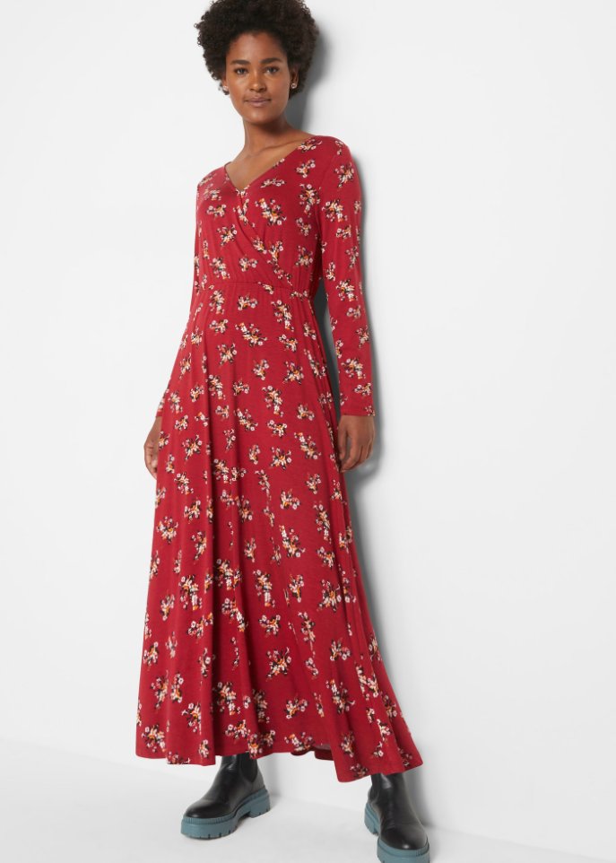 Bedrucktes Maxikleid, langarm