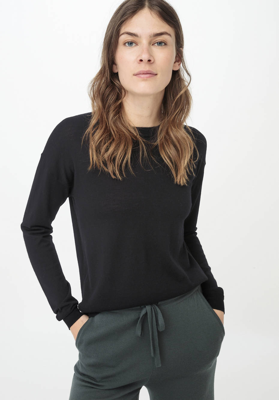 Rundhals-Pullover aus reiner Bio-Merinowolle