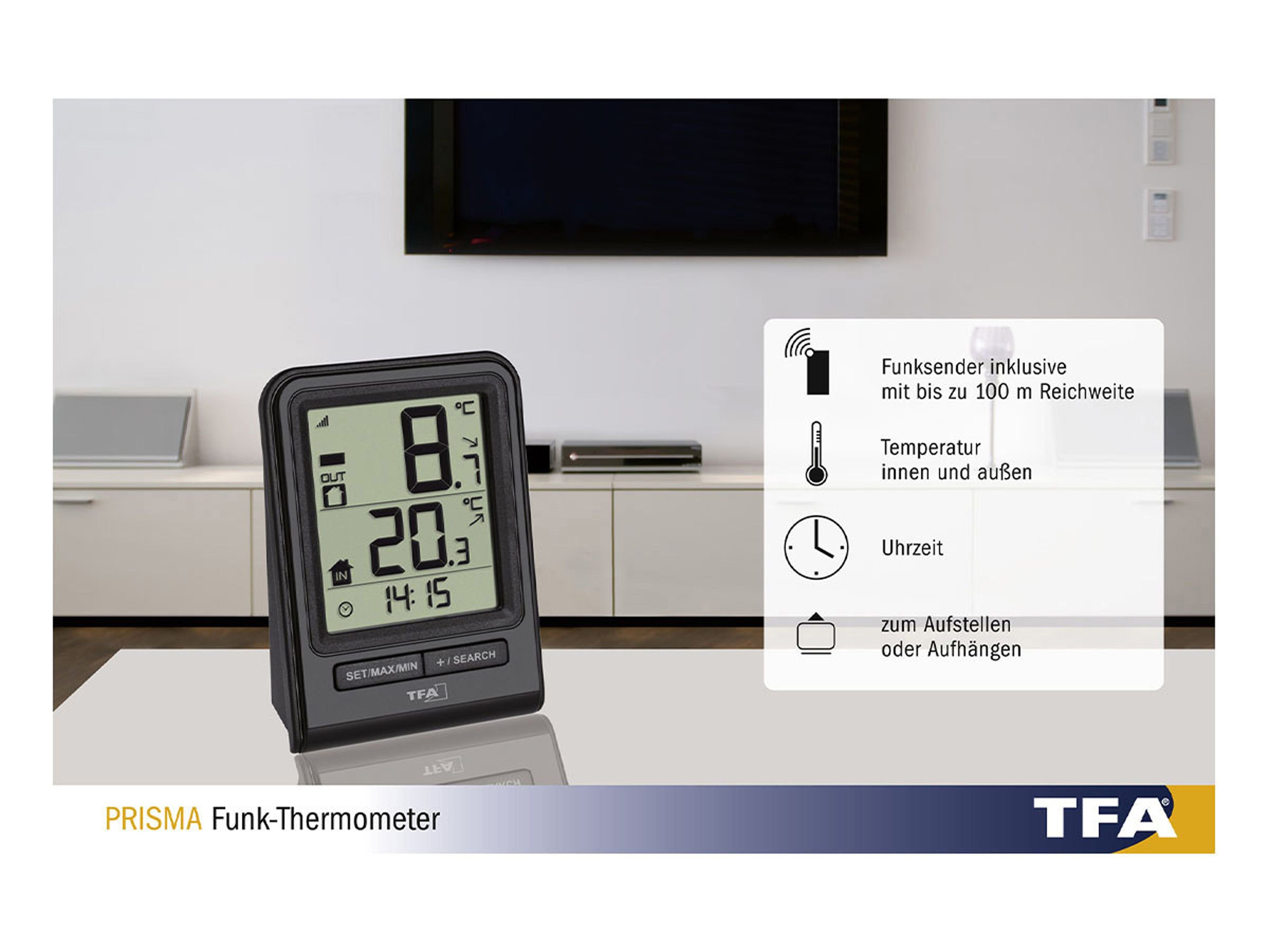 Tfa Badethermometer TFA Funk-Thermometer Prisma 30.3063.01