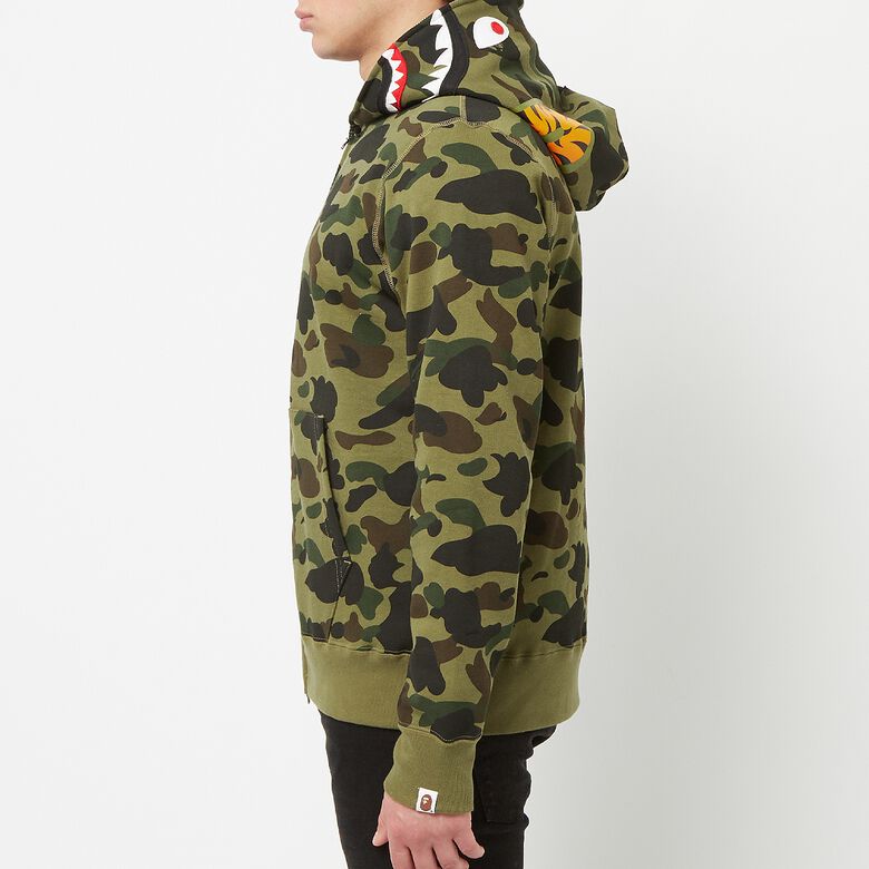 A Bathing Ape 1ST Camo Shark Full Zip Hoodie green