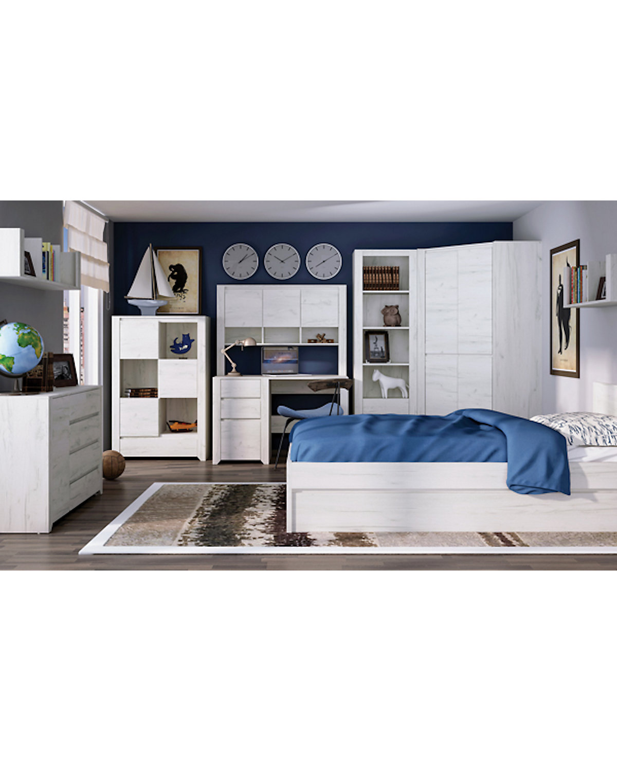 Jugendzimmer Kleiderschrank Angel 220cm 3-türig