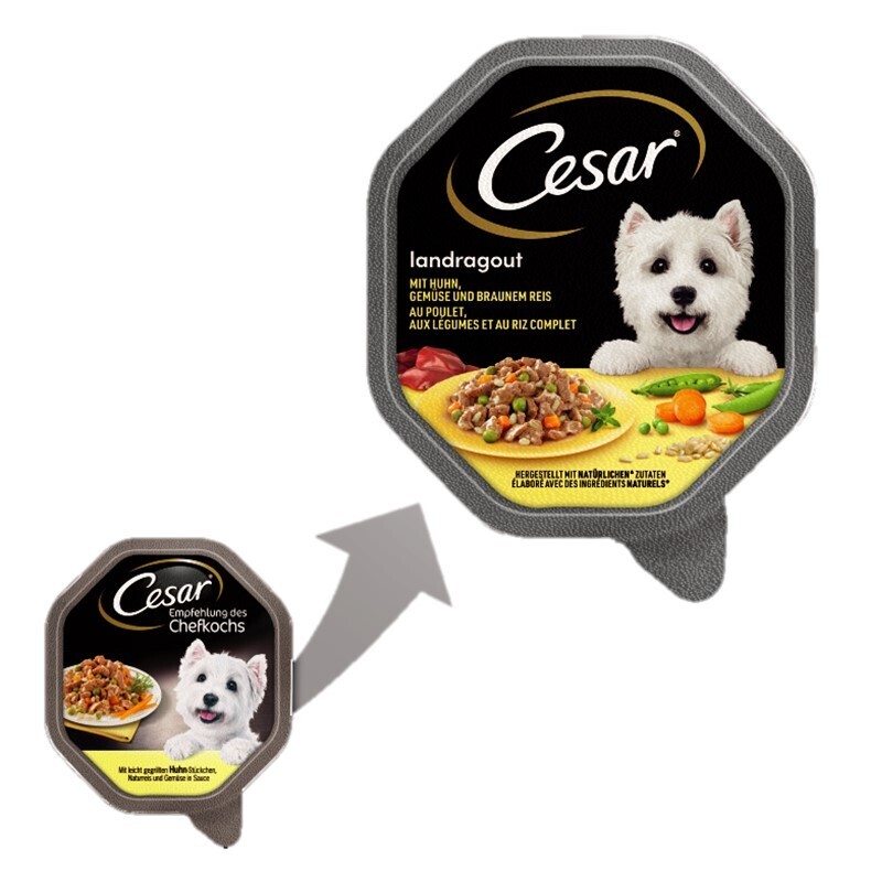 Cesar Hundenassfutter Cesar Landragout 14x150g Huhn-Stückchen, Naturreis und Gemüse