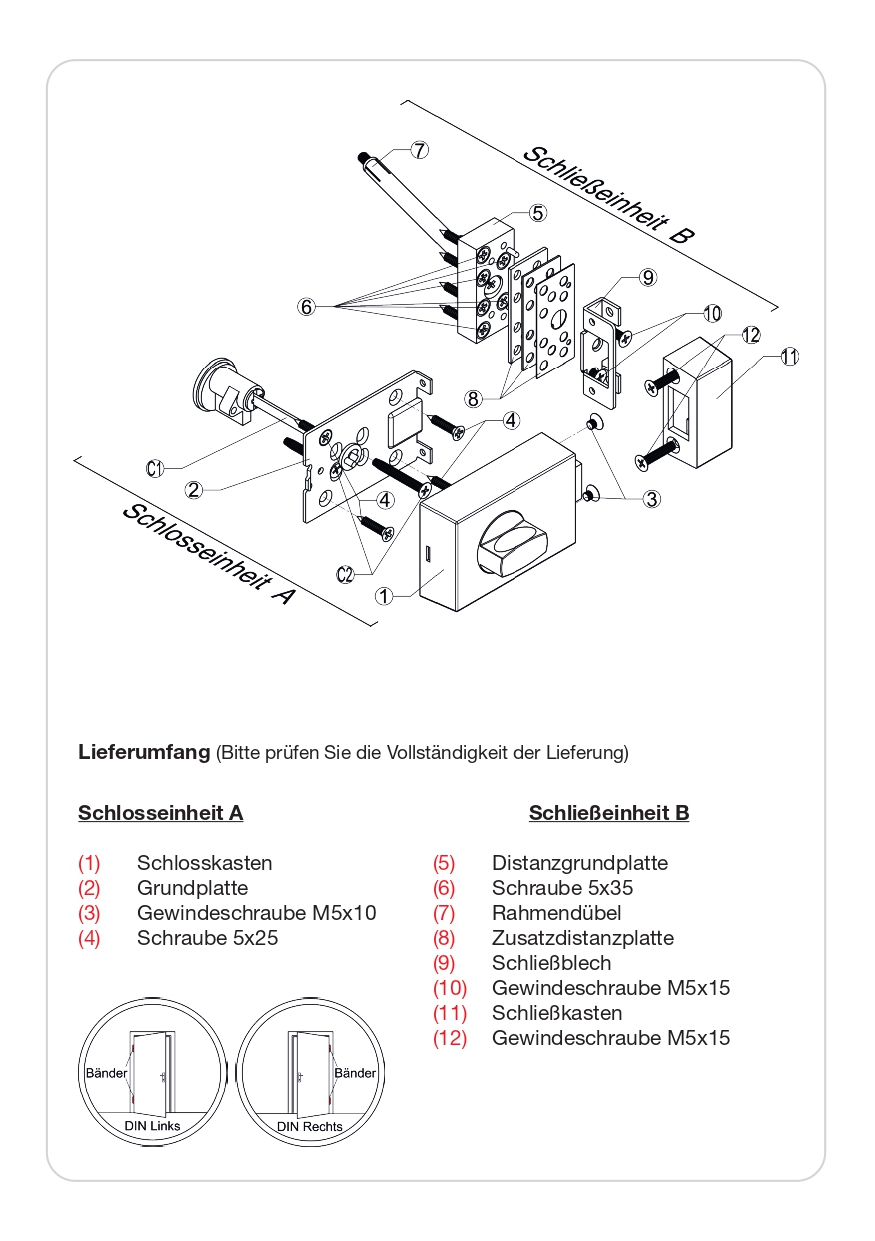 Basi KS500-70 Kastenschloss (käntig) Braun