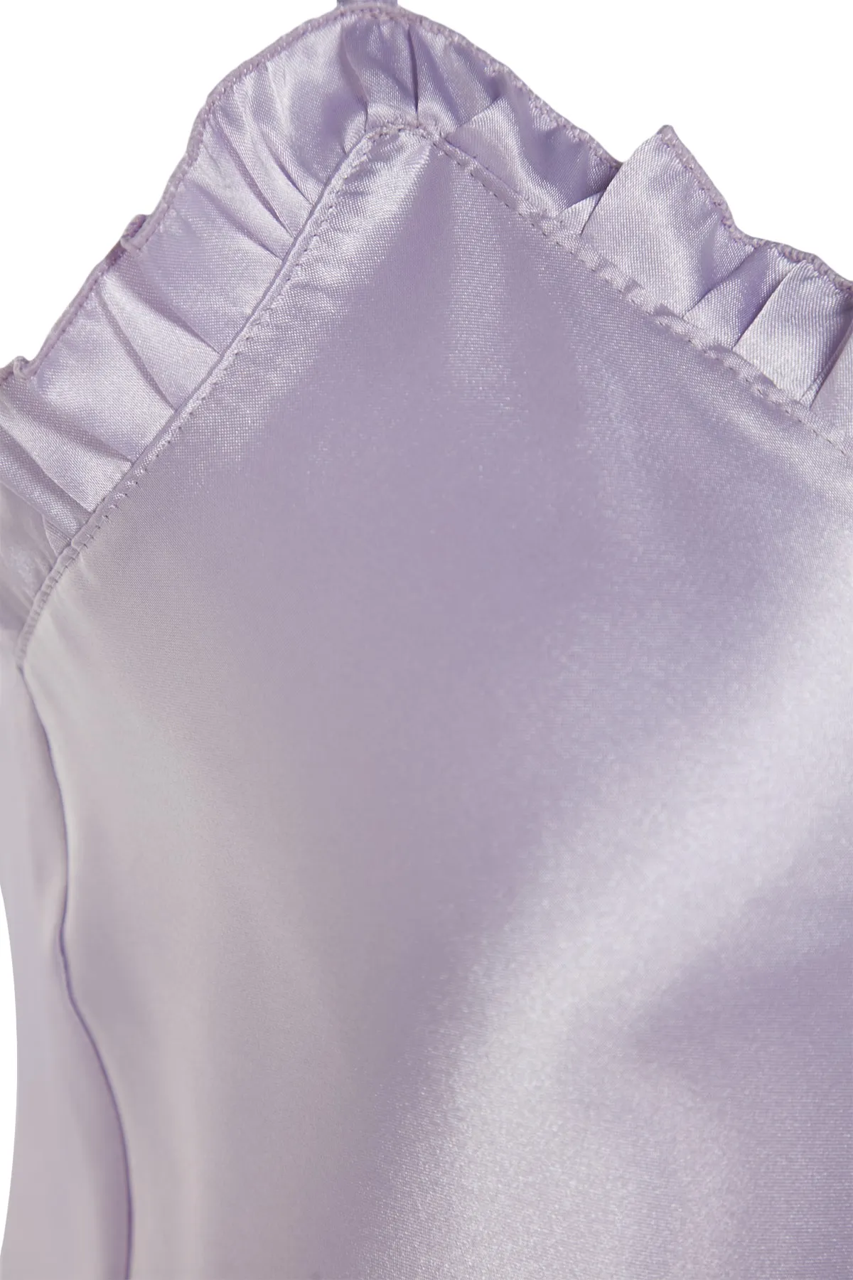 Trendyol Collection  Lila Pyjama-Set aus gewebtem Satin mit Rüschen und Seilträgern THMSS22PT0274