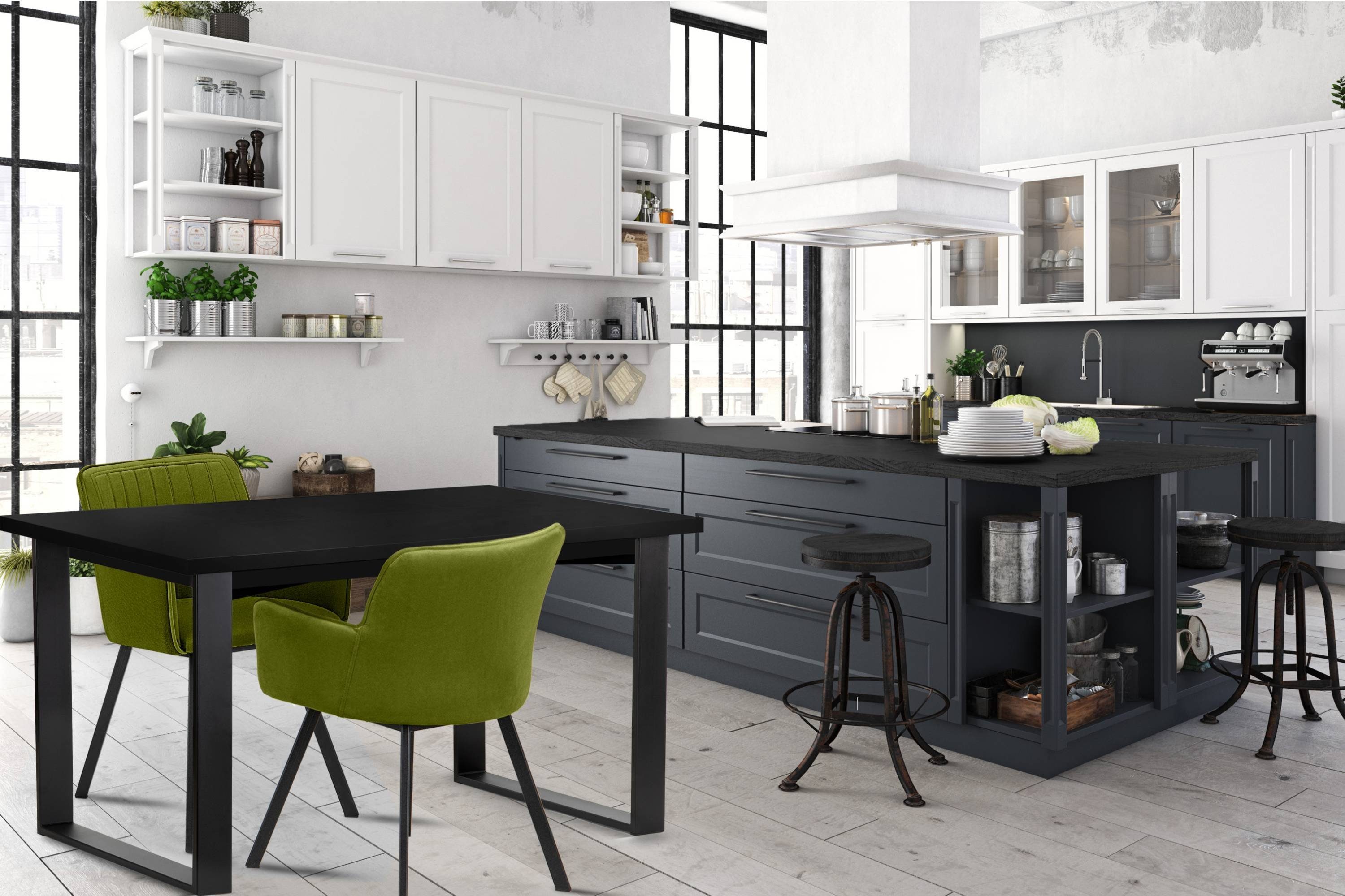 Konsimo Esstisch CETO Esszimmertisch Küchentisch 150x80cm, ausziehbar bis 190cm, rechteckig, Loft-Stil