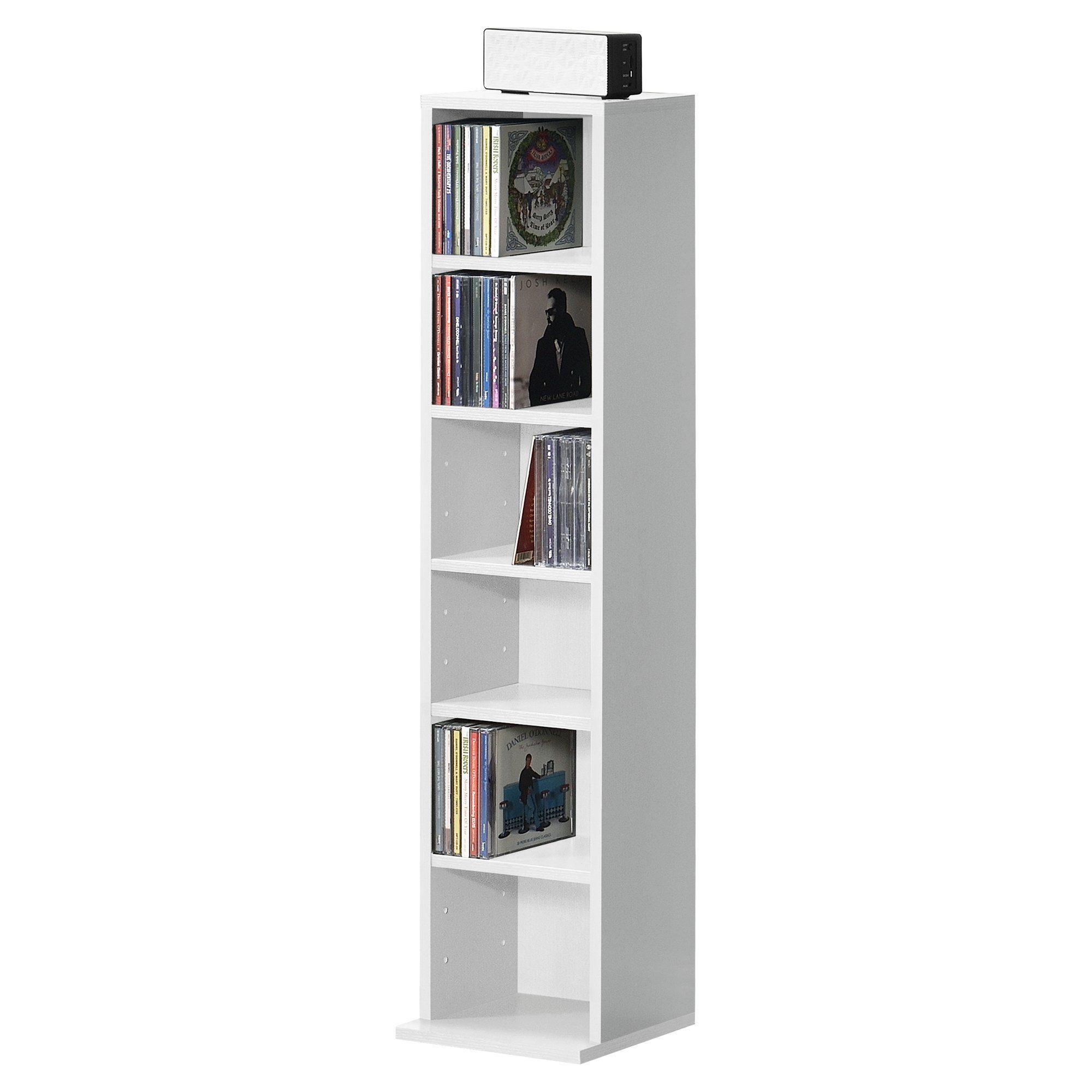 en.casa CD-Regal, Aventoft 6 Fächer Standregal Höhe 90cm