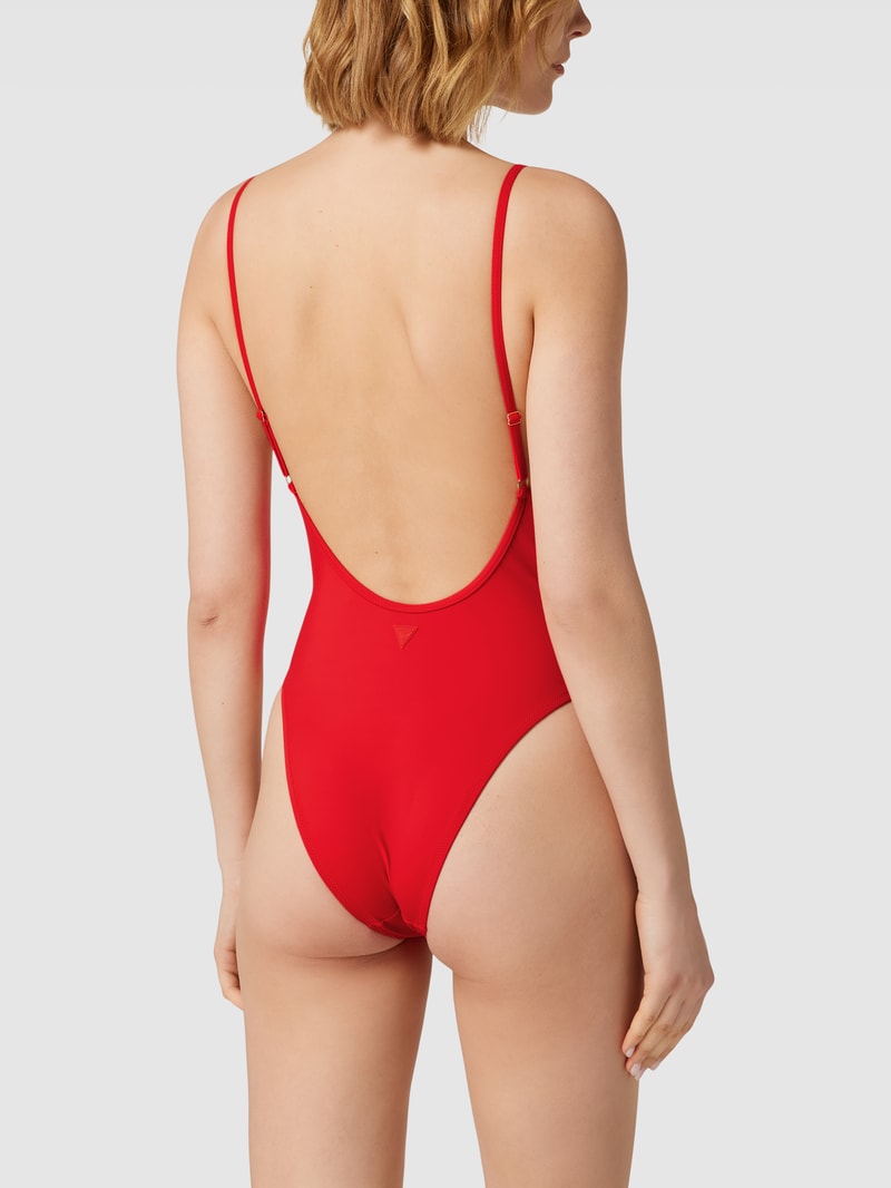 Badeanzug mit Label-Print in rot